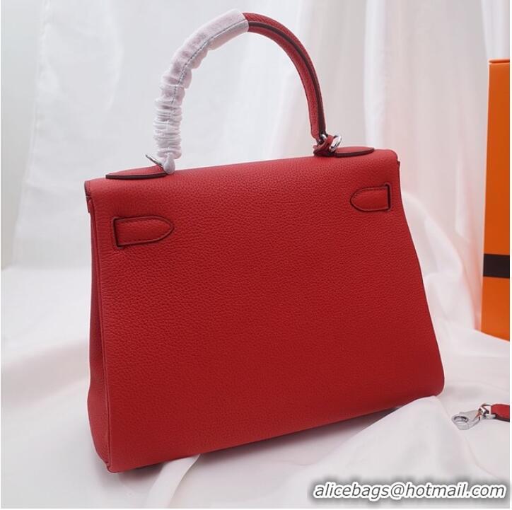 Top Quality Hermes Kelly Shoulder Bag Original TOGO Leather KY3255 red