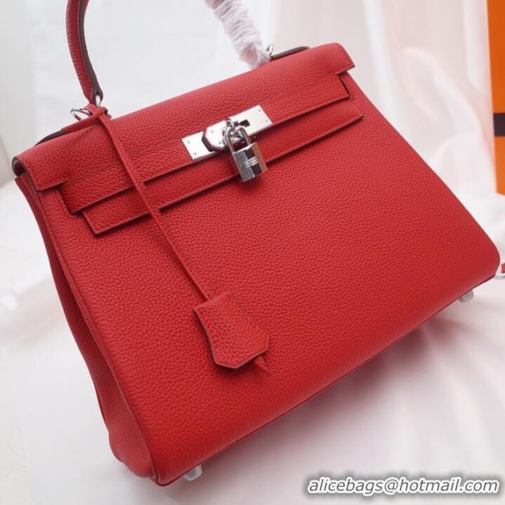 Top Quality Hermes Kelly Shoulder Bag Original TOGO Leather KY3255 red