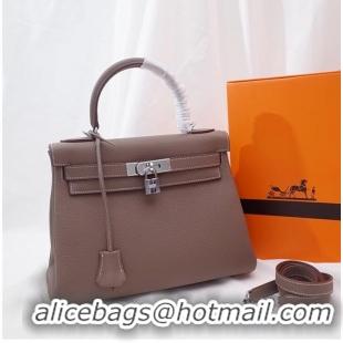 Top Grade Hermes Kelly Shoulder Bag Original TOGO Leather KY3255 gray