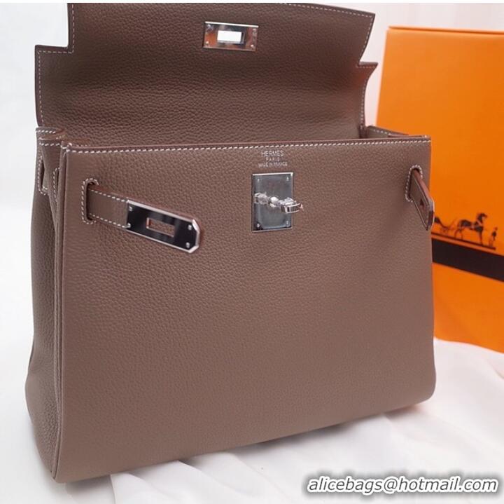 Top Grade Hermes Kelly Shoulder Bag Original TOGO Leather KY3255 gray