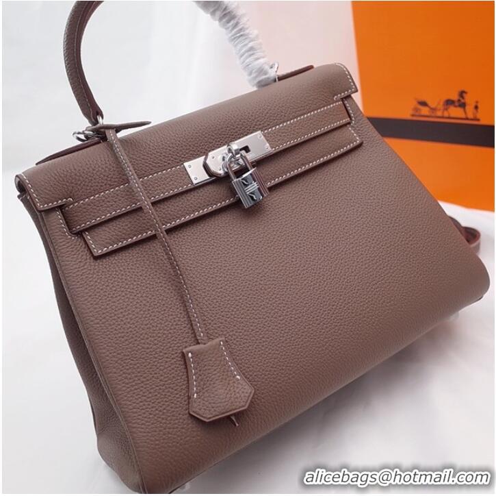 Top Grade Hermes Kelly Shoulder Bag Original TOGO Leather KY3255 gray