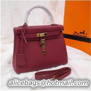 Super Quality Hermes Kelly Shoulder Bag Original TOGO Leather KY3255 claret