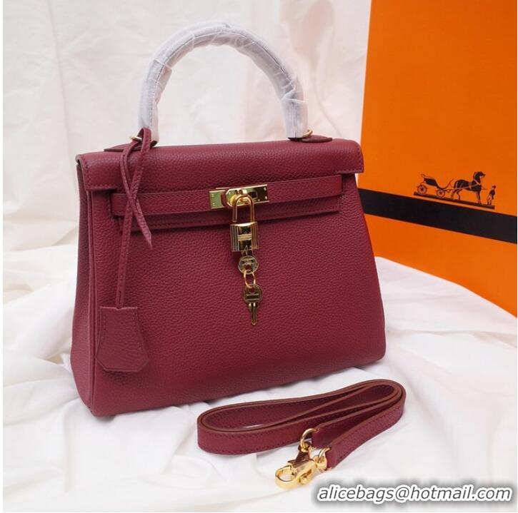 Super Quality Hermes Kelly Shoulder Bag Original TOGO Leather KY3255 claret