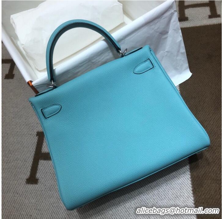 Reasonable Price Hermes Kelly Shoulder Bag Original TOGO Leather KY3255 sky blue