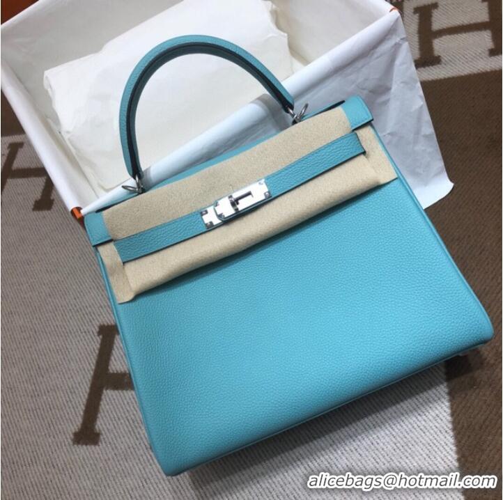 Reasonable Price Hermes Kelly Shoulder Bag Original TOGO Leather KY3255 sky blue