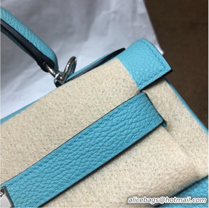 Reasonable Price Hermes Kelly Shoulder Bag Original TOGO Leather KY3255 sky blue