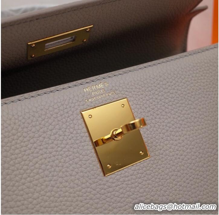 Luxury Discount Hermes Kelly Shoulder Bag Original TOGO Leather KY3255 Pearl grey