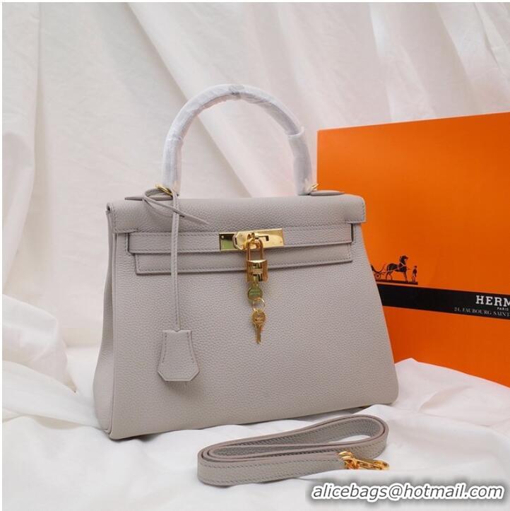 Luxury Discount Hermes Kelly Shoulder Bag Original TOGO Leather KY3255 Pearl grey