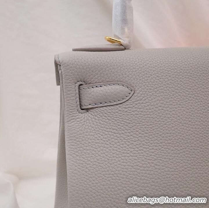 Luxury Discount Hermes Kelly Shoulder Bag Original TOGO Leather KY3255 Pearl grey