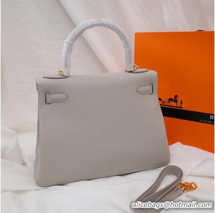 Luxury Discount Hermes Kelly Shoulder Bag Original TOGO Leather KY3255 Pearl grey