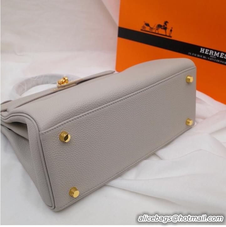 Luxury Discount Hermes Kelly Shoulder Bag Original TOGO Leather KY3255 Pearl grey