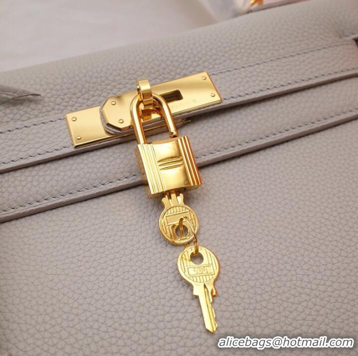 Luxury Discount Hermes Kelly Shoulder Bag Original TOGO Leather KY3255 Pearl grey