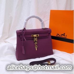 Low Cost Hermes Kelly Shoulder Bag Original TOGO Leather KY3255 purple