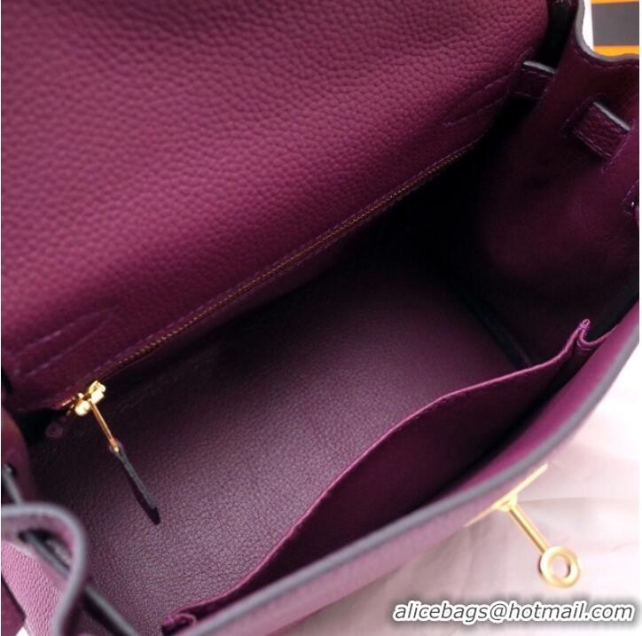 Low Cost Hermes Kelly Shoulder Bag Original TOGO Leather KY3255 purple