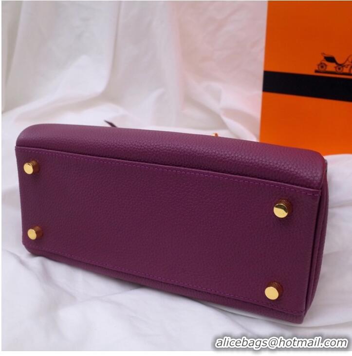 Low Cost Hermes Kelly Shoulder Bag Original TOGO Leather KY3255 purple