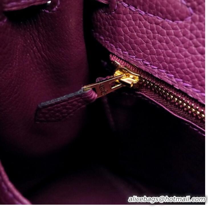 Low Cost Hermes Kelly Shoulder Bag Original TOGO Leather KY3255 purple