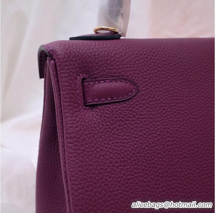 Low Cost Hermes Kelly Shoulder Bag Original TOGO Leather KY3255 purple