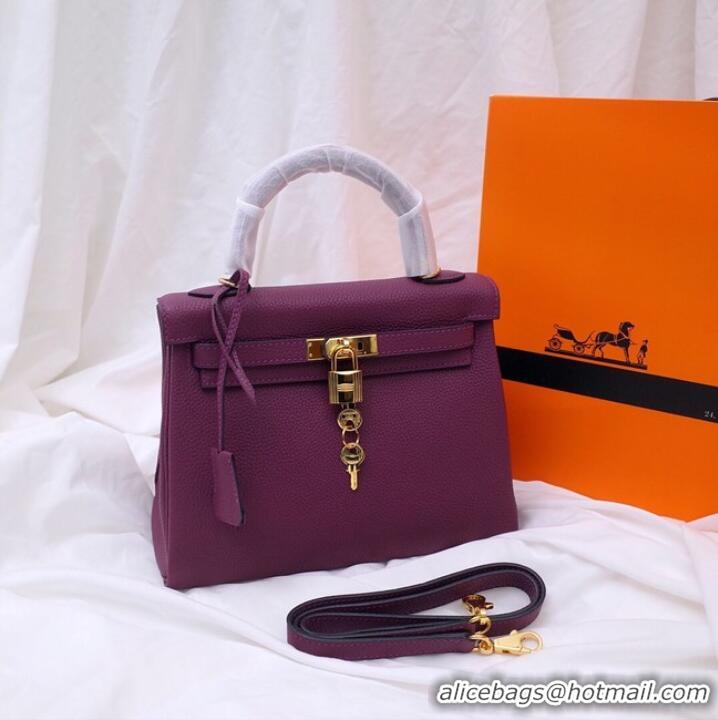 Low Cost Hermes Kelly Shoulder Bag Original TOGO Leather KY3255 purple