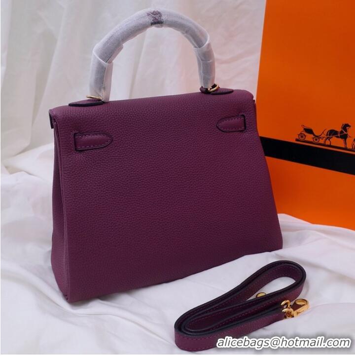 Low Cost Hermes Kelly Shoulder Bag Original TOGO Leather KY3255 purple