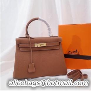 Modern Classic Hermes Kelly Shoulder Bag Original TOGO Leather KY3255 brown