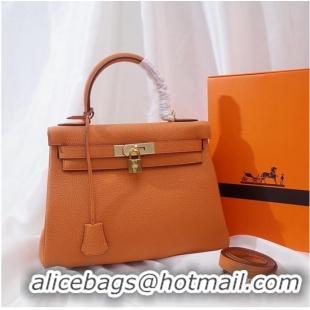 Famous Brand Hermes Kelly Shoulder Bag Original TOGO Leather KY3255 orange