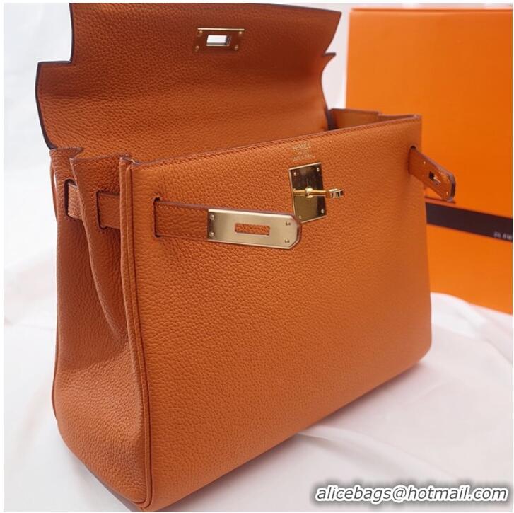 Famous Brand Hermes Kelly Shoulder Bag Original TOGO Leather KY3255 orange