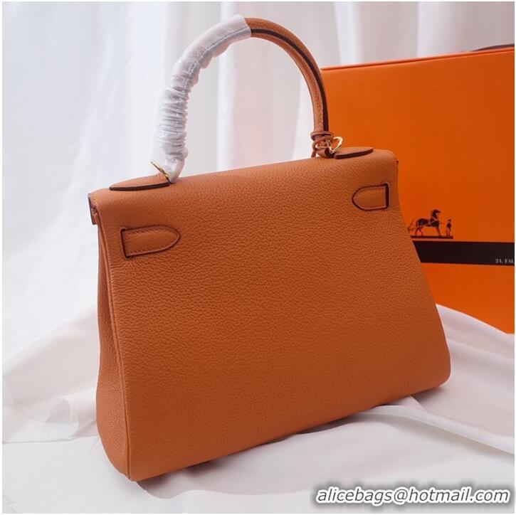 Famous Brand Hermes Kelly Shoulder Bag Original TOGO Leather KY3255 orange