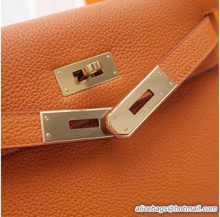 Famous Brand Hermes Kelly Shoulder Bag Original TOGO Leather KY3255 orange