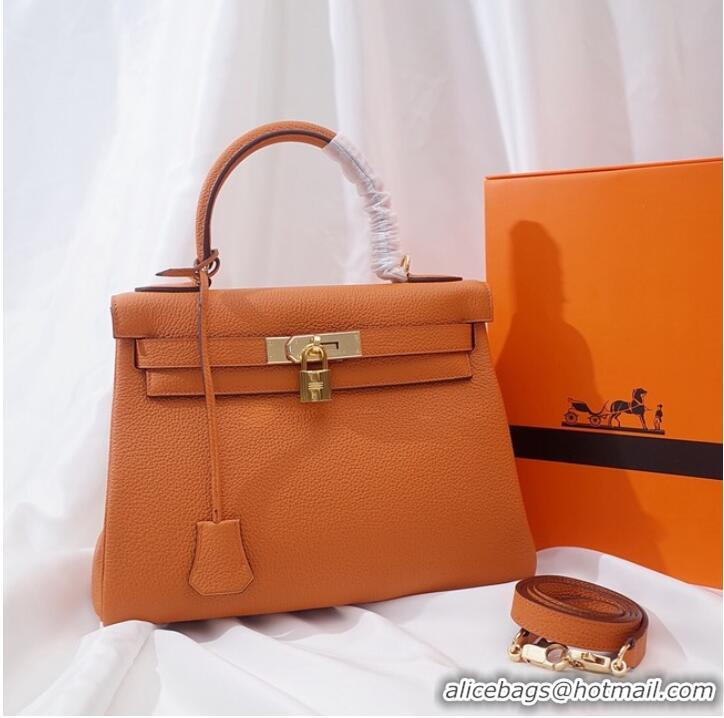 Famous Brand Hermes Kelly Shoulder Bag Original TOGO Leather KY3255 orange