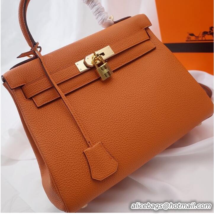 Famous Brand Hermes Kelly Shoulder Bag Original TOGO Leather KY3255 orange