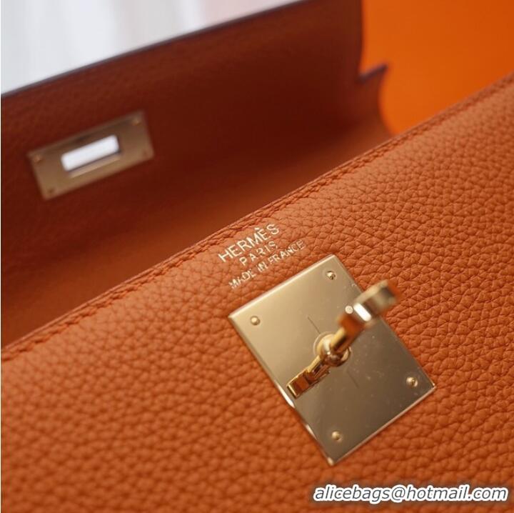 Famous Brand Hermes Kelly Shoulder Bag Original TOGO Leather KY3255 orange