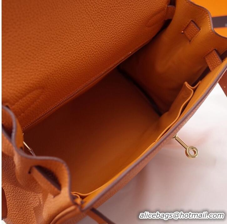 Famous Brand Hermes Kelly Shoulder Bag Original TOGO Leather KY3255 orange