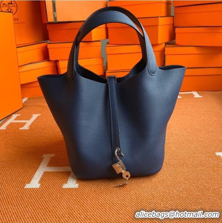 Inexpensive Hermes Picotin Lock Bags Original togo Leather PL3388 Sapphire blue