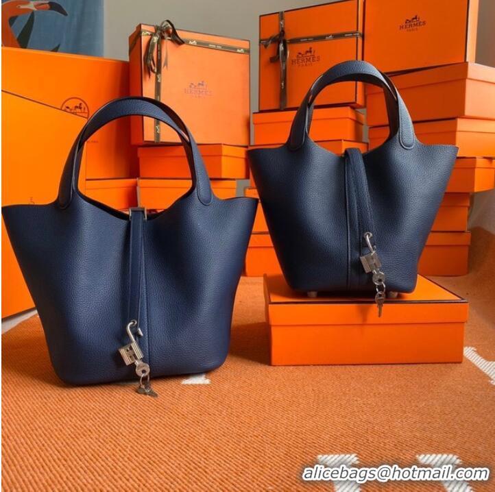 Inexpensive Hermes Picotin Lock Bags Original togo Leather PL3388 Sapphire blue