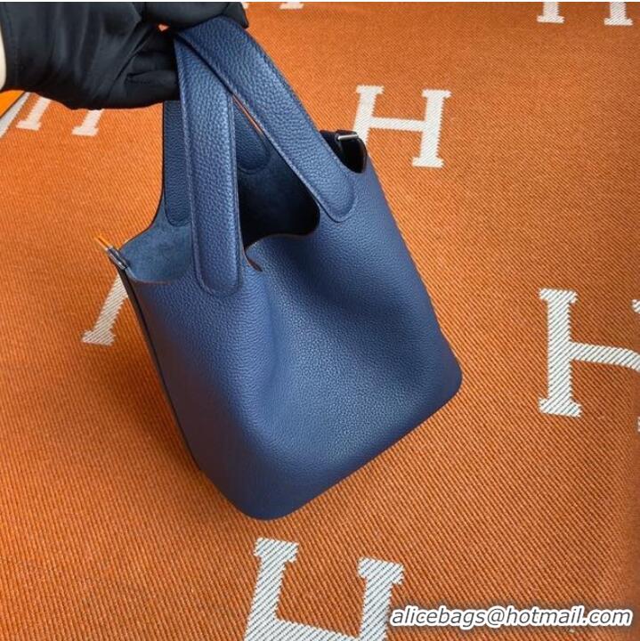 Inexpensive Hermes Picotin Lock Bags Original togo Leather PL3388 Sapphire blue