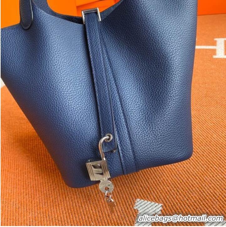 Inexpensive Hermes Picotin Lock Bags Original togo Leather PL3388 Sapphire blue