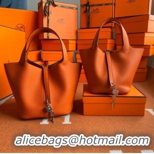 Top Quality Hermes Picotin Lock Bags Original togo Leather PL3388 orange