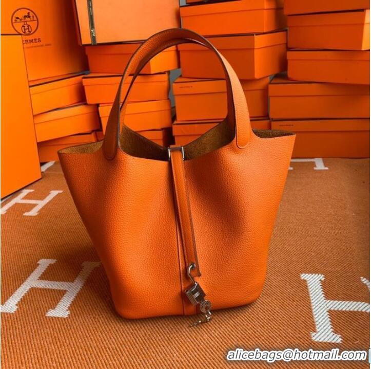 Top Quality Hermes Picotin Lock Bags Original togo Leather PL3388 orange