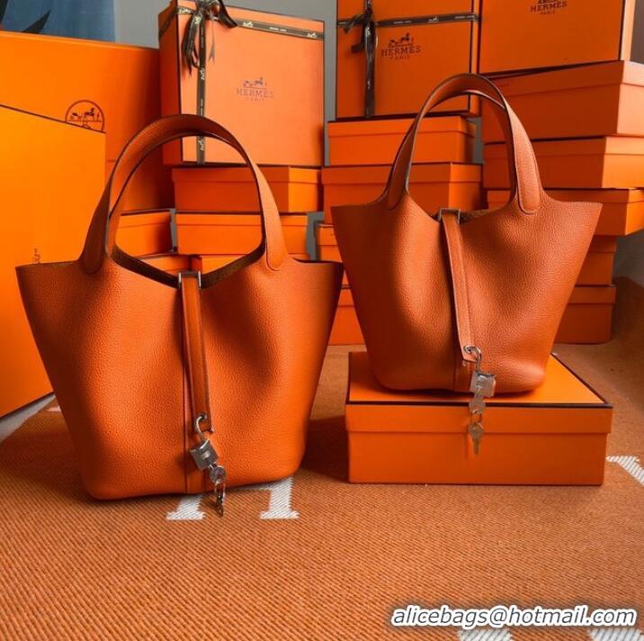 Top Quality Hermes Picotin Lock Bags Original togo Leather PL3388 orange