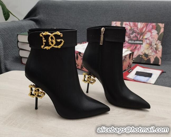 Cute Dolce & Gabbana DG Calf Leather Ankle Short Boots 10.5cm Black 111530