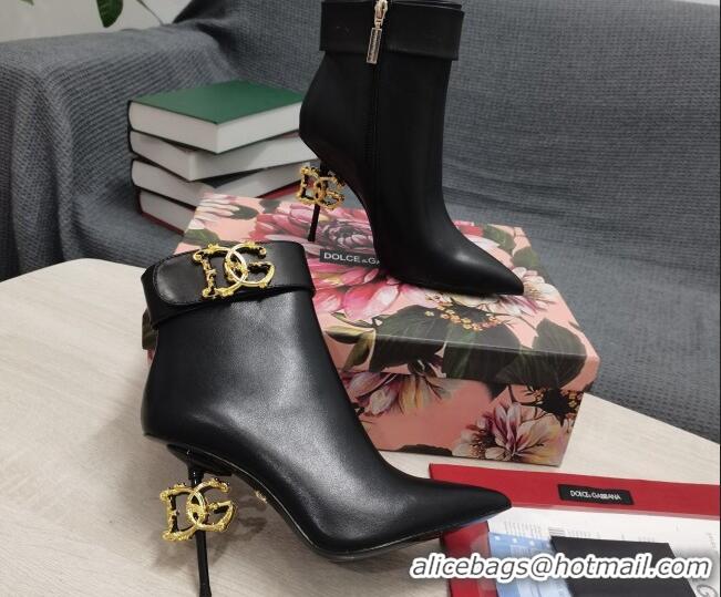 Cute Dolce & Gabbana DG Calf Leather Ankle Short Boots 10.5cm Black 111530