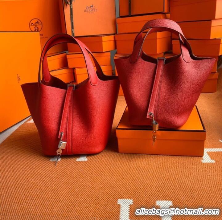 Market Sells Hermes Picotin Lock Bags Original togo Leather PL3388 Red