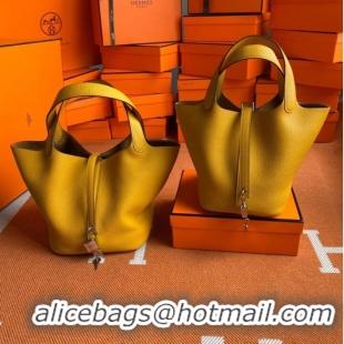 Top Quality Hermes Picotin Lock Bags Original togo Leather PL3388 Yellow