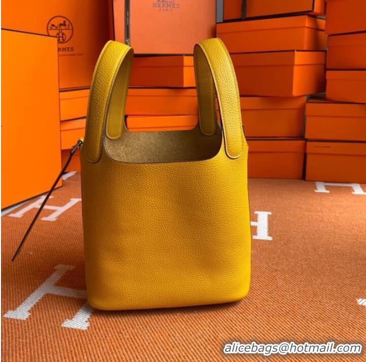 Top Quality Hermes Picotin Lock Bags Original togo Leather PL3388 Yellow