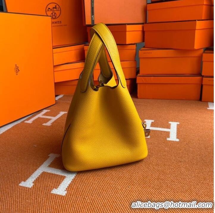 Top Quality Hermes Picotin Lock Bags Original togo Leather PL3388 Yellow