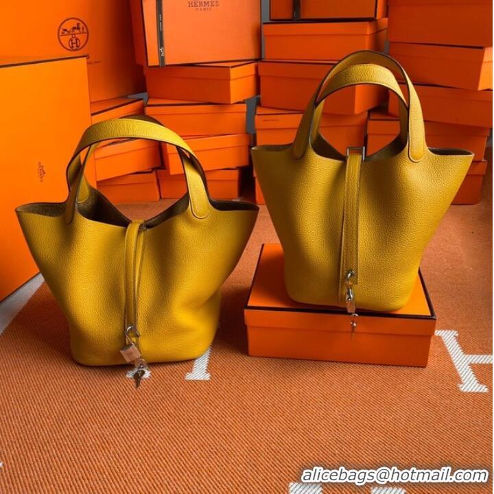 Top Quality Hermes Picotin Lock Bags Original togo Leather PL3388 Yellow