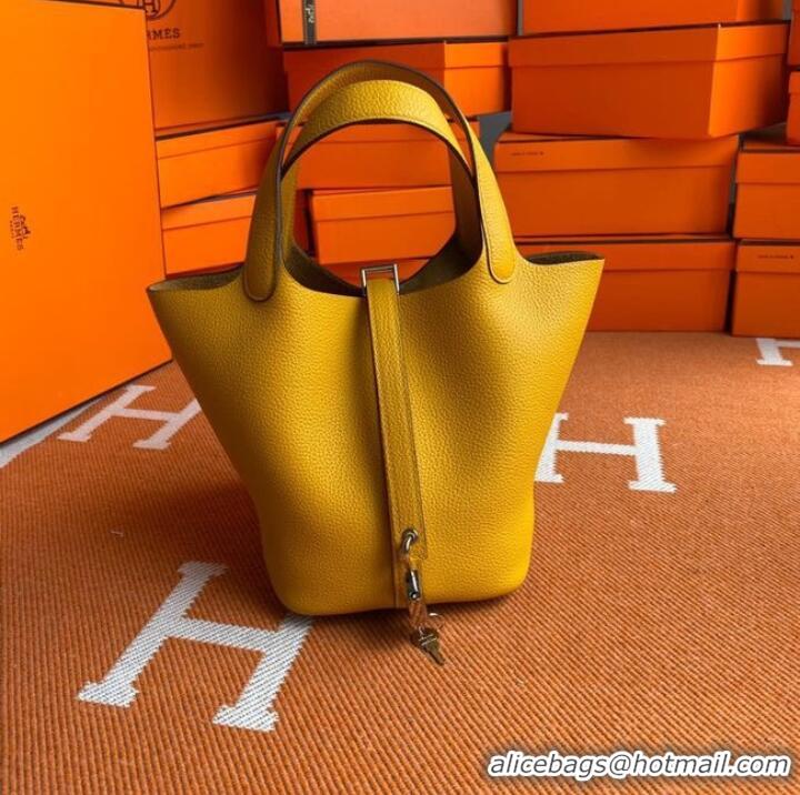 Top Quality Hermes Picotin Lock Bags Original togo Leather PL3388 Yellow