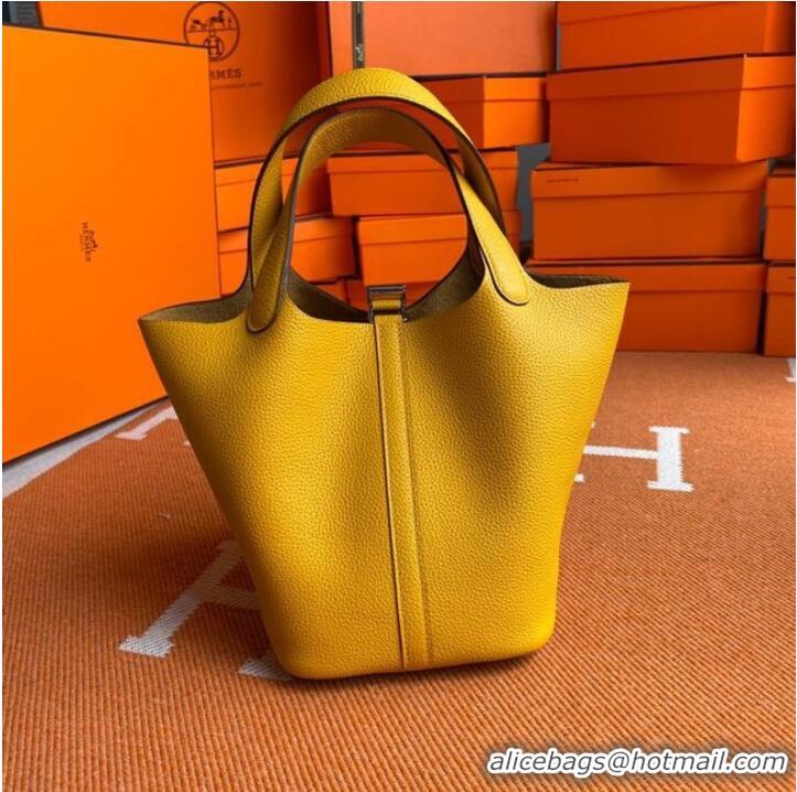 Top Quality Hermes Picotin Lock Bags Original togo Leather PL3388 Yellow