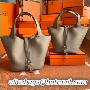 Famous Brand Hermes Picotin Lock Bags Original togo Leather PL3388 gray