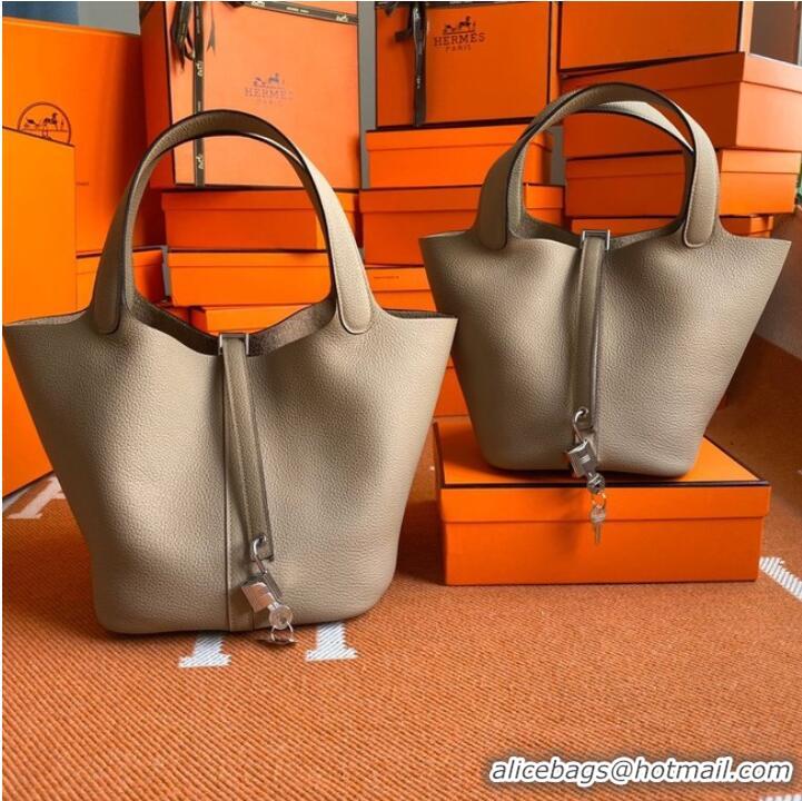 Famous Brand Hermes Picotin Lock Bags Original togo Leather PL3388 gray